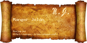 Manger Jolán névjegykártya